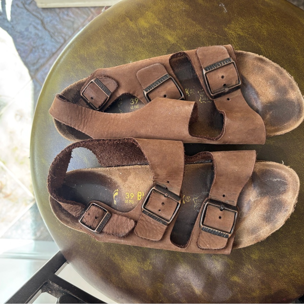 Birkenstock Brown Kids Suede Double-Strap Sandals with Backstrap